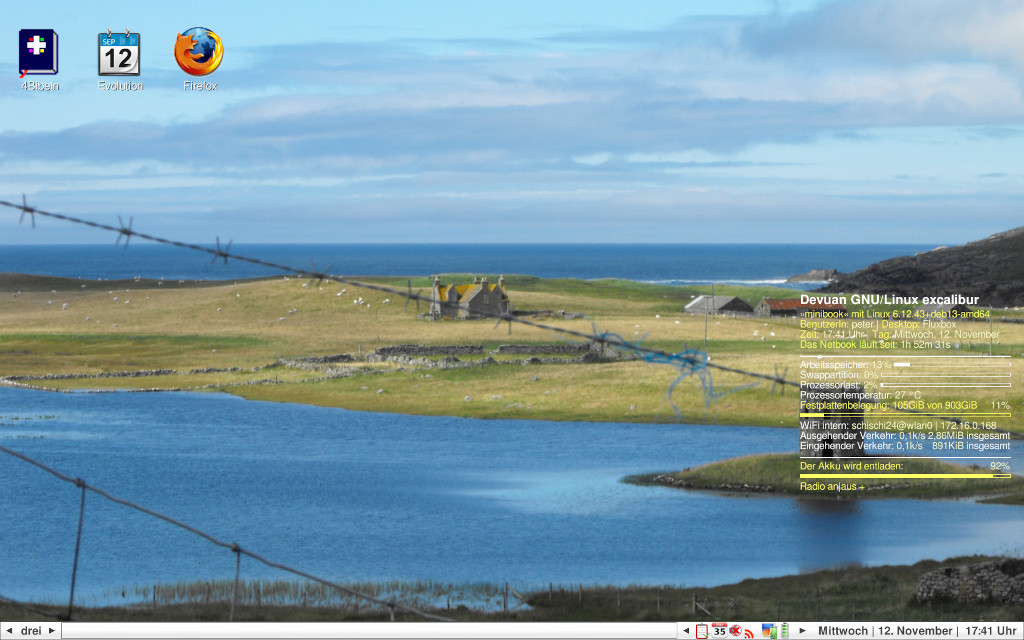 fluxbox desktop with three icons provided by idesk