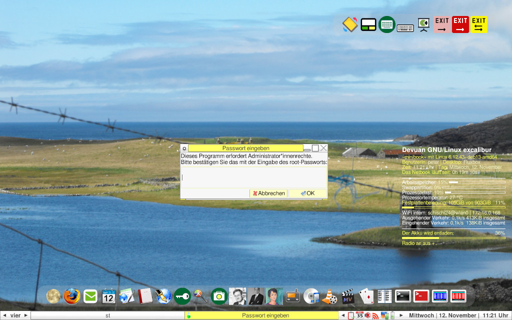 fluxbox desktop with superuser script